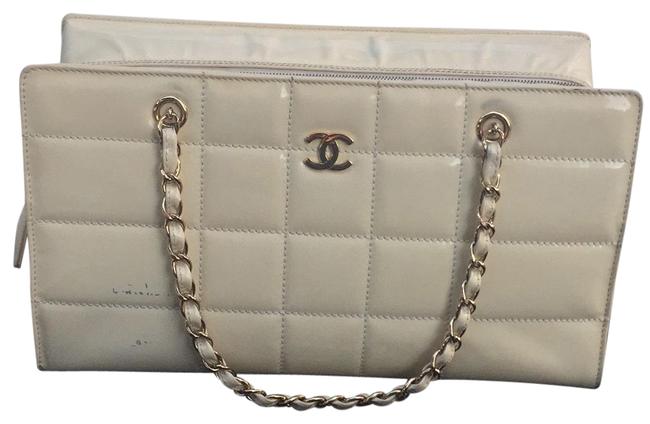 Chanel Purse Off White Patent Leather Satchel 