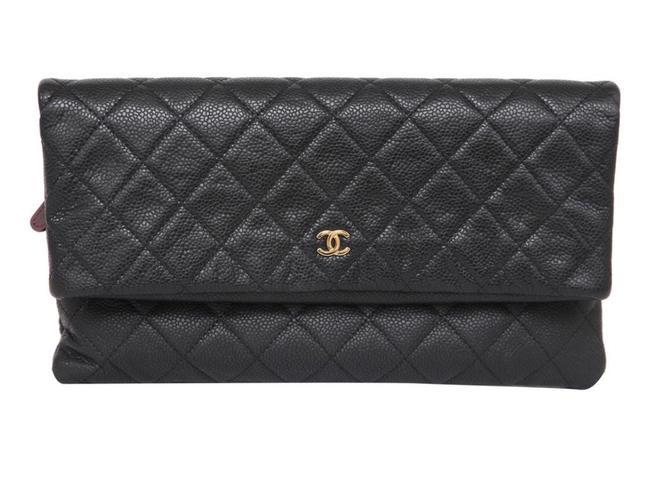 Chanel Quilted Beauty Cc Leather Clutch 