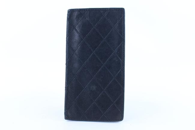 Chanel Quilted Bifold Wallet 1cj0116 Black Leather Clutch 