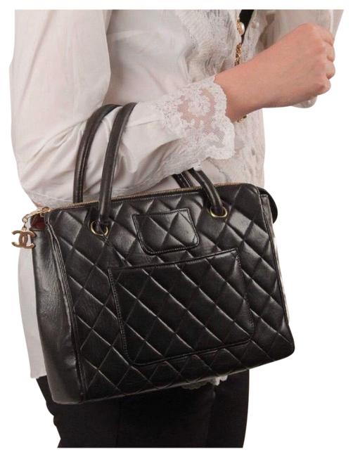 Chanel Quilted Black Leather Satchel 