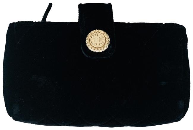 Chanel Quilted Black Velvet Clutch 