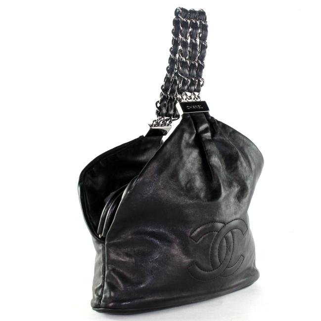 Chanel Quilted Chain Black 6311 Lambskin Leather Satchel 