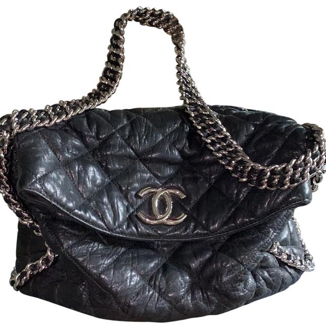 Chanel Quilted Flap Over Black Clutch 