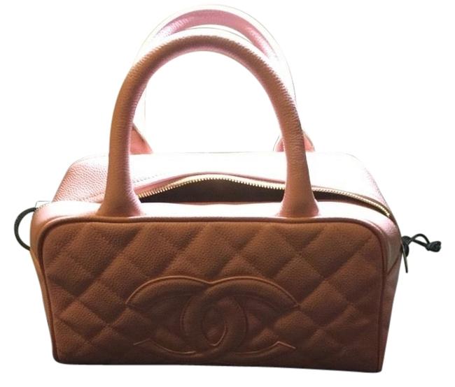 Chanel Quilted Leather Cc Bowler Pink Caviar Satchel 