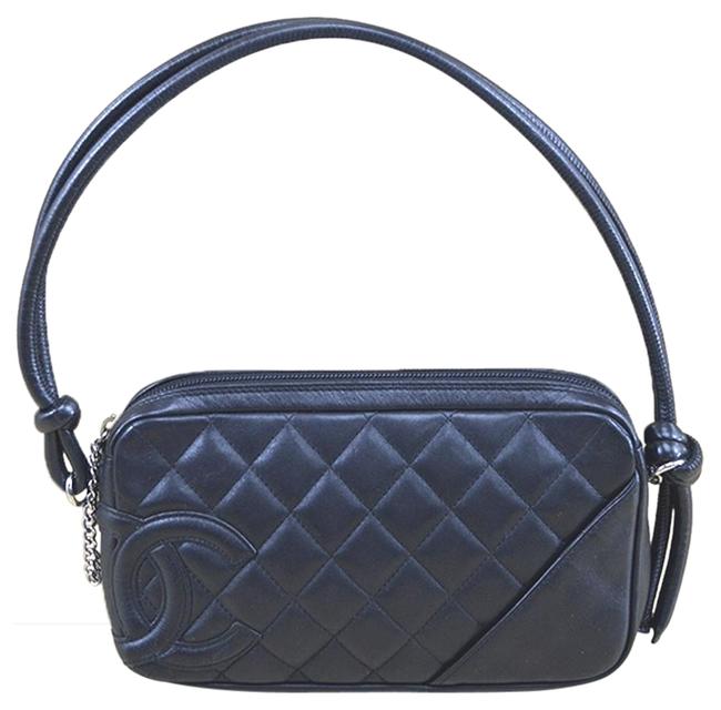 Chanel Quilted Logo Purse #155 37 Black Leather Clutch 