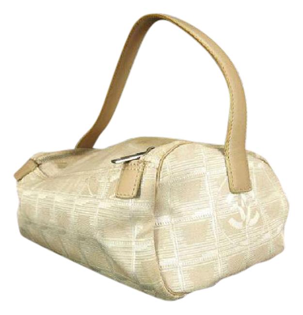 Chanel Quilted New Line Toiletry Case 219710 Beige Canvas Hobo Bag 