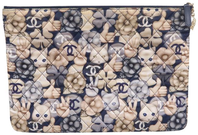 Chanel Quilted O case Multicolor Satin Clutch 