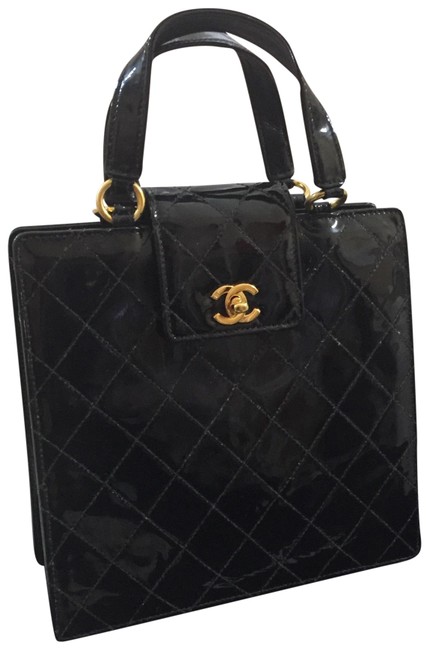 Chanel Quilted Patent Leather Handbag Satchel 