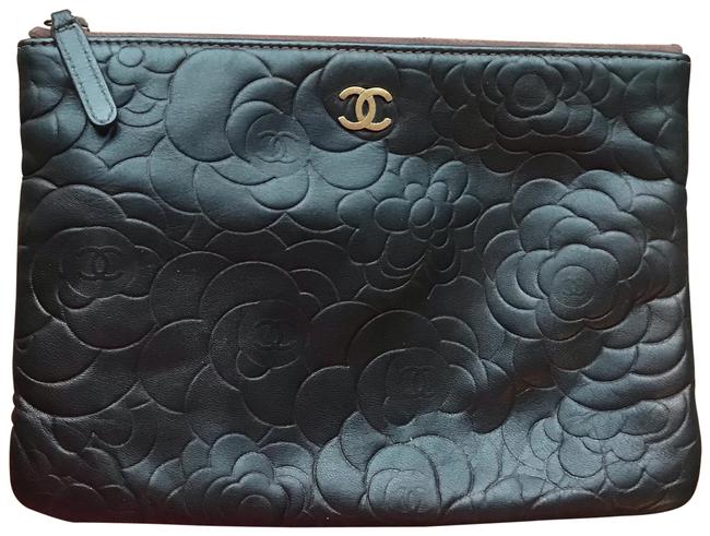 Chanel Quilted Pouch Black Lambskin Leather Clutch 