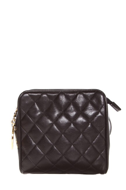 Chanel Quilted Square Waistbag Black Lambskin Leather Clutch 
