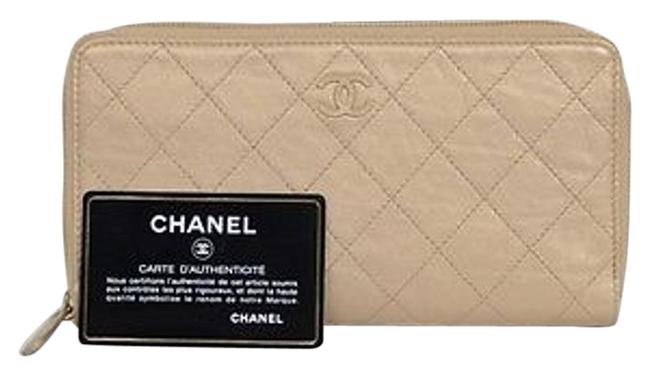 Chanel Quilted Wallet Gold Leather Clutch 
