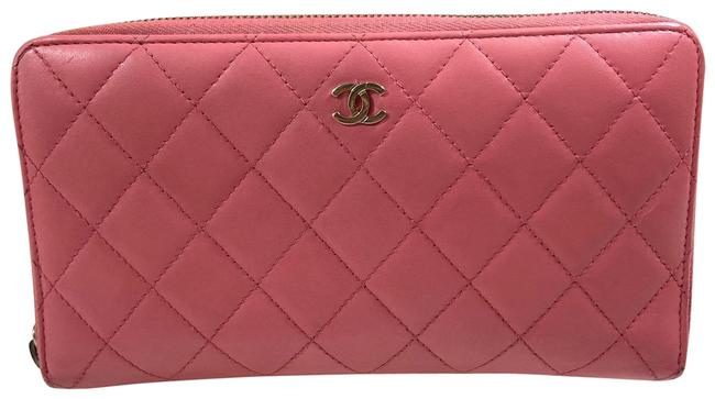Chanel Quilted Wallet Pink Leather Clutch 
