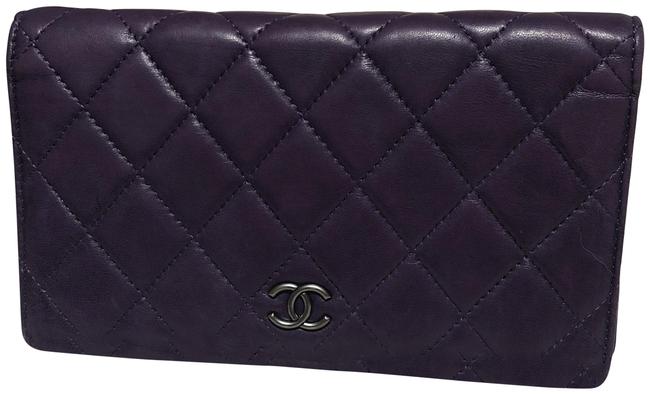 Chanel Quilted Wallet Plum Purple Clutch 