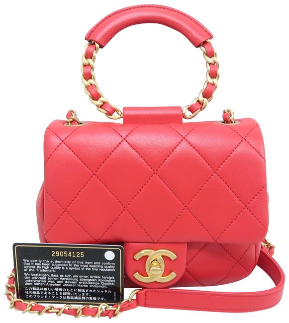 Chanel Red Calfskin Leather Satchel 
