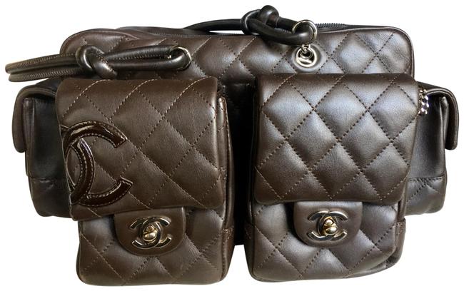 Chanel Reporter Cambon Chocolate Lambskin Leather Hobo Bag 