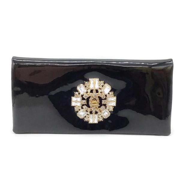 Chanel Rhinestone Black Patent Leather Clutch 