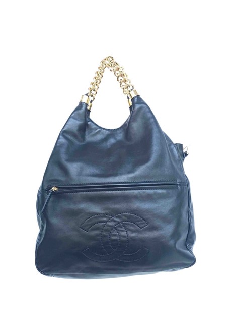Chanel Rodeo Drive Black Lambskin Leather Hobo Bag 