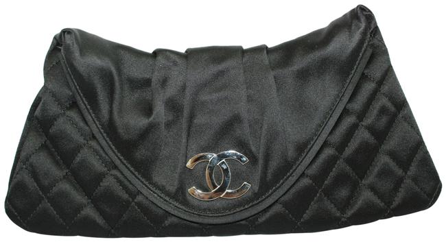 Chanel Satin Half Moon Black Clutch 