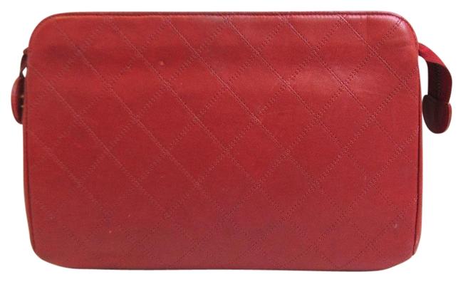 Chanel Second Pouch Wild Stitch Ladies Red Color Clutch 