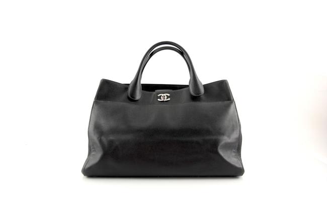 Chanel Shopping Tote Cerf Executive Shopper Black Leather Satchel 