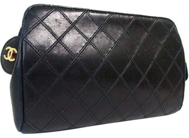Chanel Shoulder Bag Pouch Lambskin #2441c15 Black Clutch 