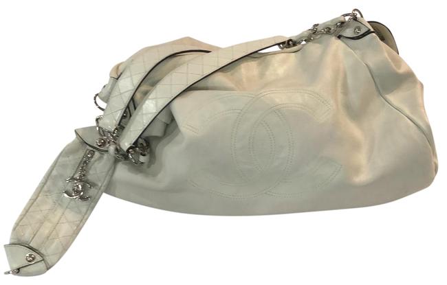 Chanel Shoulder Bag White Leather Satchel 