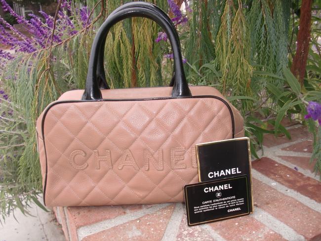 Chanel Silver Hardware Serial# Inside Tan Pebbled Leather Satchel 