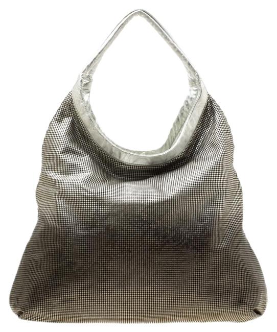 Chanel Silver Black Hollywood Cc Silver Leather Hobo Bag 