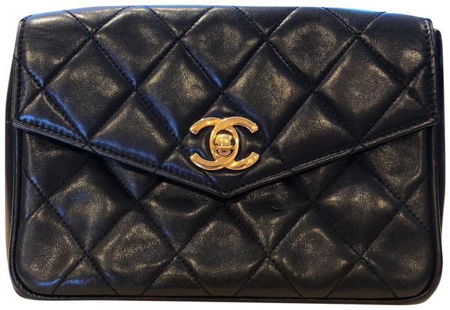 Chanel Belt Bag Black Lambskin Leather Clutch 