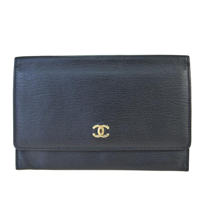 Chanel Small Black Leather Clutch 