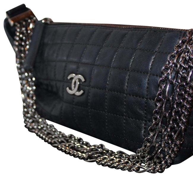 Chanel Small Quilted Hand Black Leather Clutch 