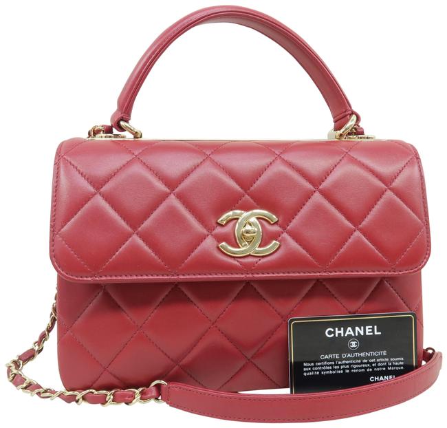 Chanel Small Trendy Red Lambskin Leather Satchel 