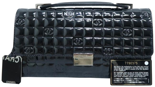 Chanel Square Quilt Black Vernis Clutch 