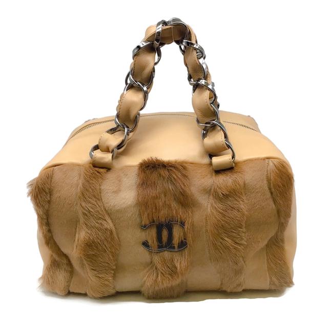Chanel Square Tan Pony Fur Satchel 