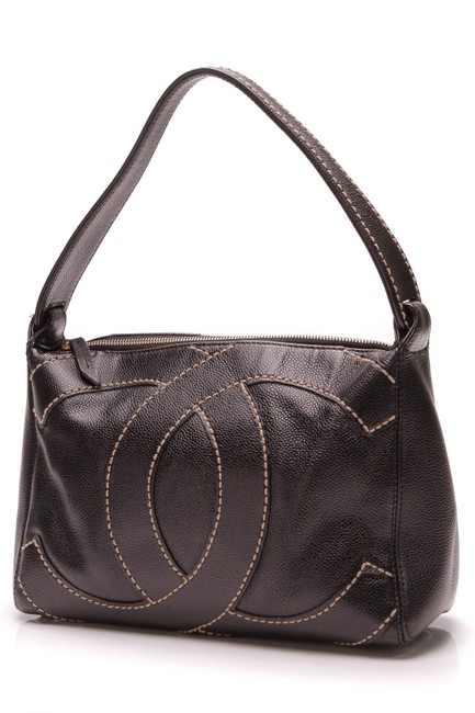 Chanel Surpique Caviar Black Leather Hobo Bag 