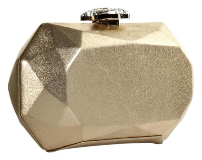 Chanel Swarovski Geometric Rare Gold Leather Clutch 