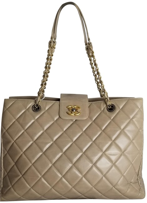 Chanel Taupe Leather Hobo Bag 