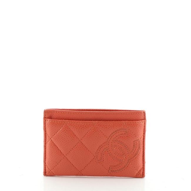 Chanel Timeless Card Holder Caviar Orange Leather Clutch 