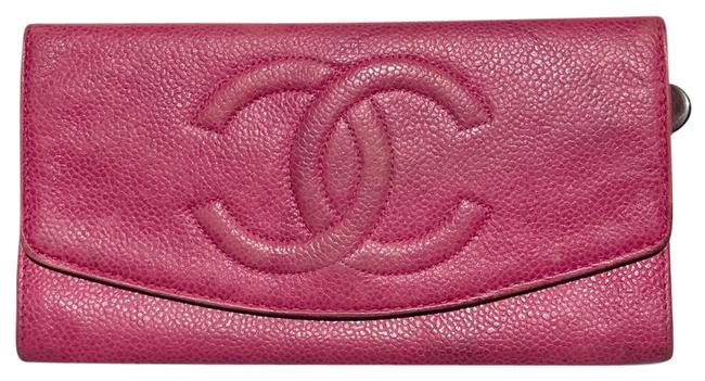 Chanel Timeless Caviar Cc Flap Wallet Pink Leather Clutch 