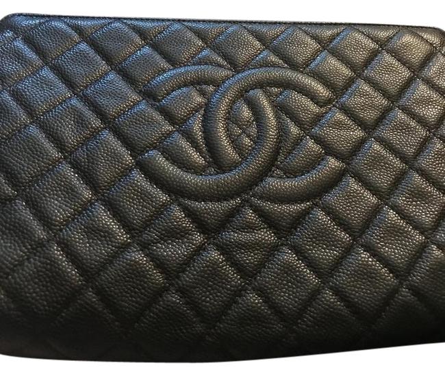 Chanel Timeless Cc Black Leather Caviar Clutch 
