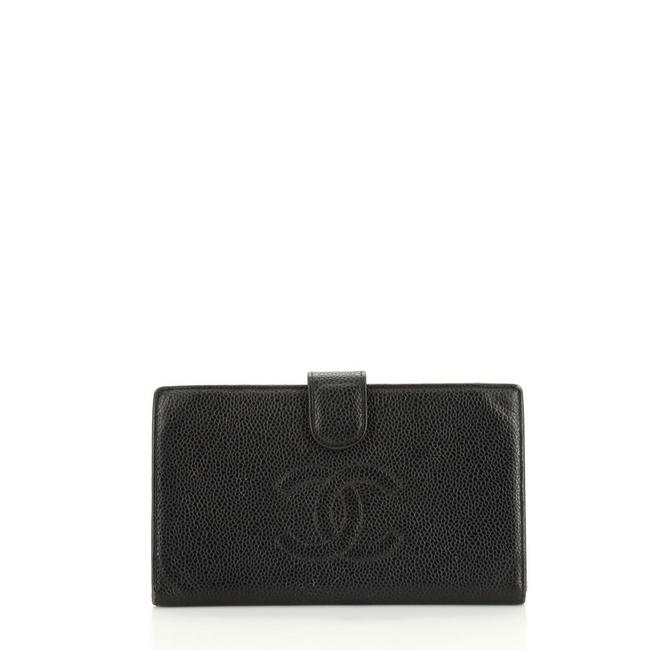 Chanel Timeless Cc French Wallet Caviar Long Black Leather Clutch 