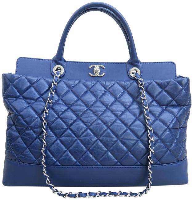 Chanel Timeless Cc Soft Blue Navy Calfskin Leather Satchel 