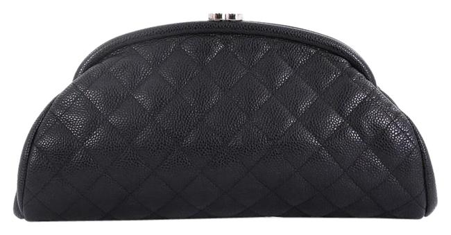 Chanel Timeless Quilted Caviar Black Leather Clutch 