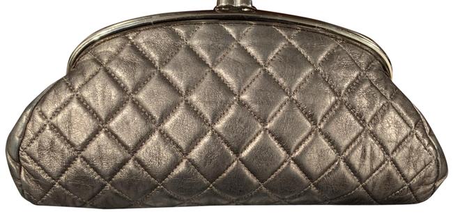 Chanel Timeless Metallic Aged Silver Leather Clutch 