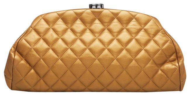 Chanel Timeless Quilted Gold Clutch 
