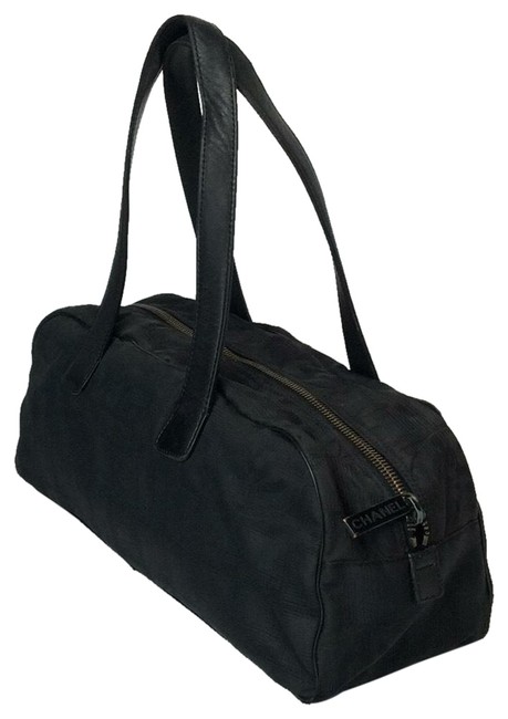 Chanel Timeless Tote Travel Line Black Canvas Satchel 