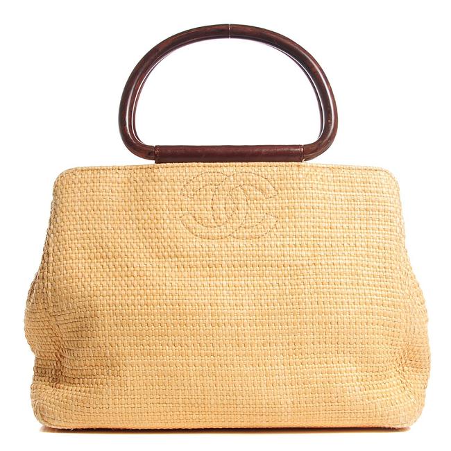 Chanel Top Handle Bag Rare Woven Straw Satchel 