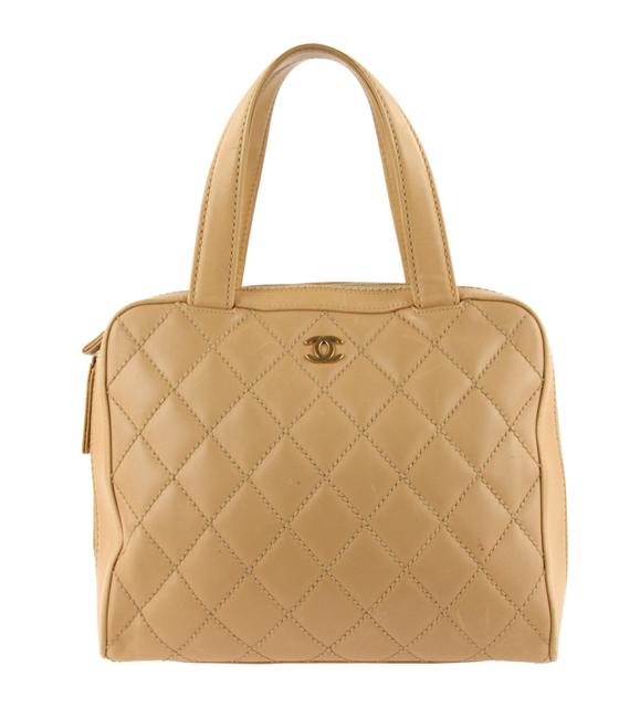 Chanel Top Handle Doctor Beige Leather Satchel 