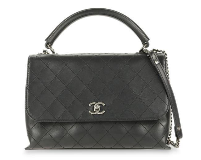 Chanel Top Handle Urban Luxury Black Leather Satchel 