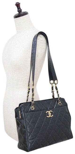 Chanel Tote Black Vinyl Satchel 